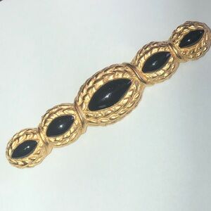 Liz Claiborne LCI Gold Tone and Black Enamel Vintage Brooch
